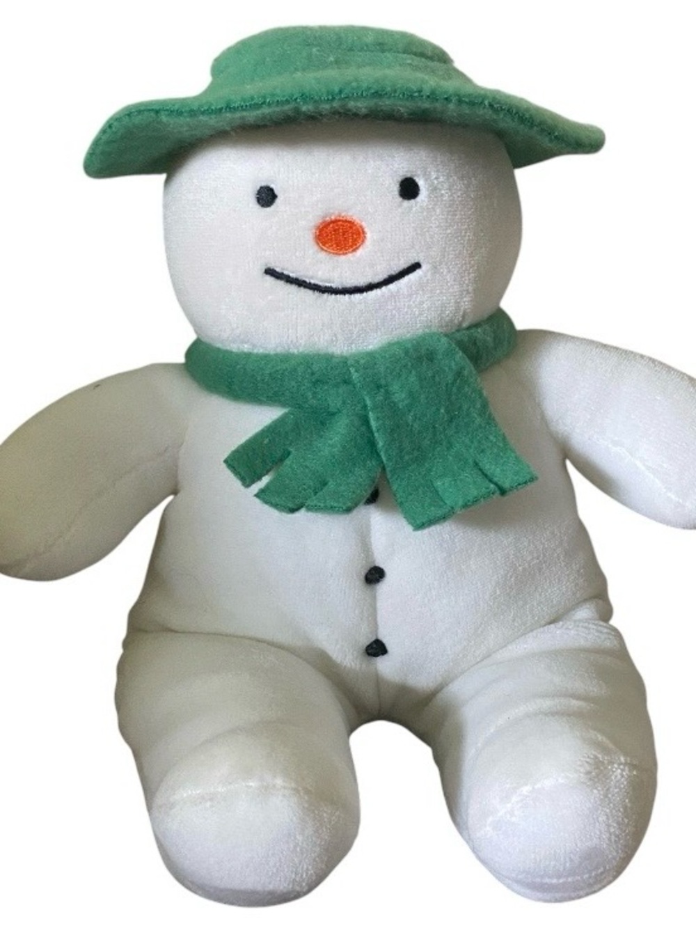 Vintage The Snowman Plush EDEN 10” Soft Toy Green Scarf Raymond Briggs 90s Xmas